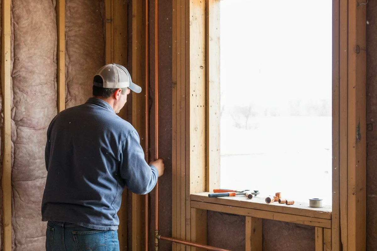 Licensed plumber running new copper supply lines in a Herod home