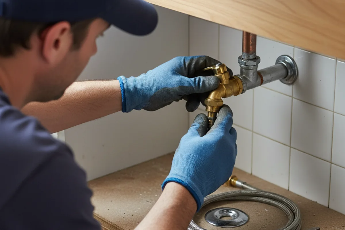 Shutoff valve and fitting work during Burst Pipe Repair in Herod